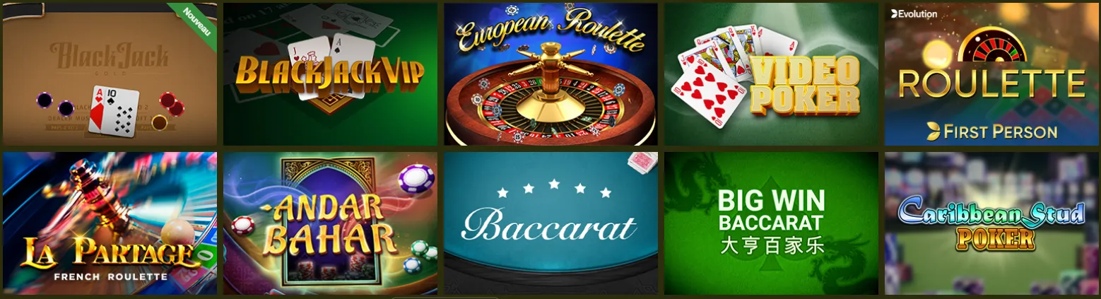 Jeux de table en direct au casino Thor